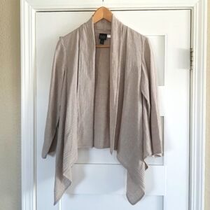 Eileen Fisher Linen Cotton Open Cardigan Womens PS Petite Beige Drapped Textured